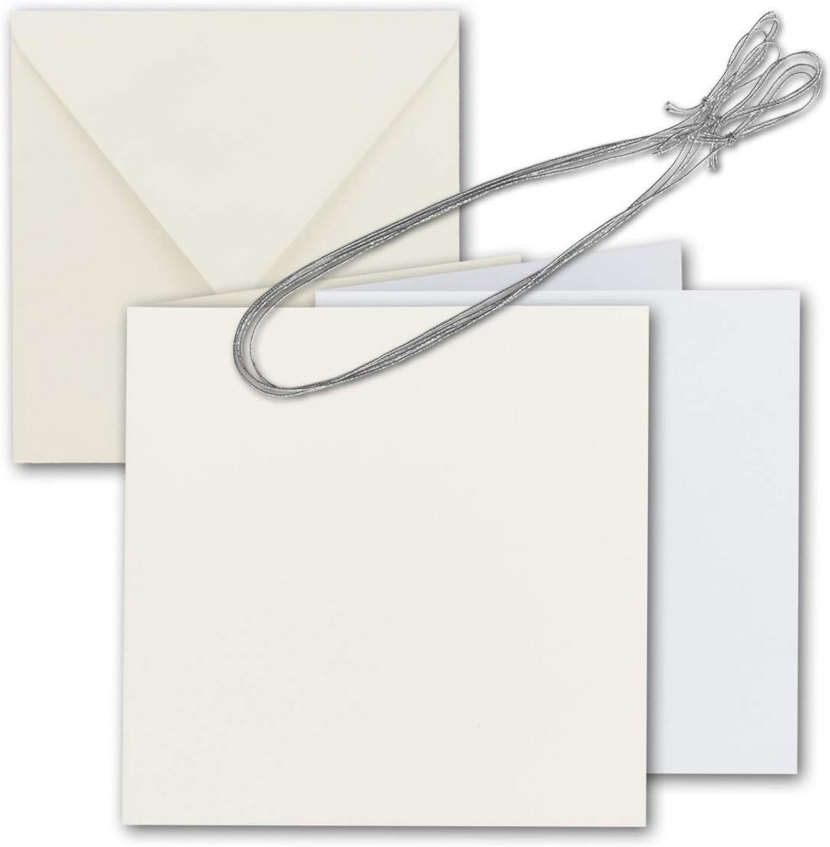 25x Vierkante Wenskaarten Set Wit met Enveloppen en Inlegvellen - 15x15 cm Uitnodigingen