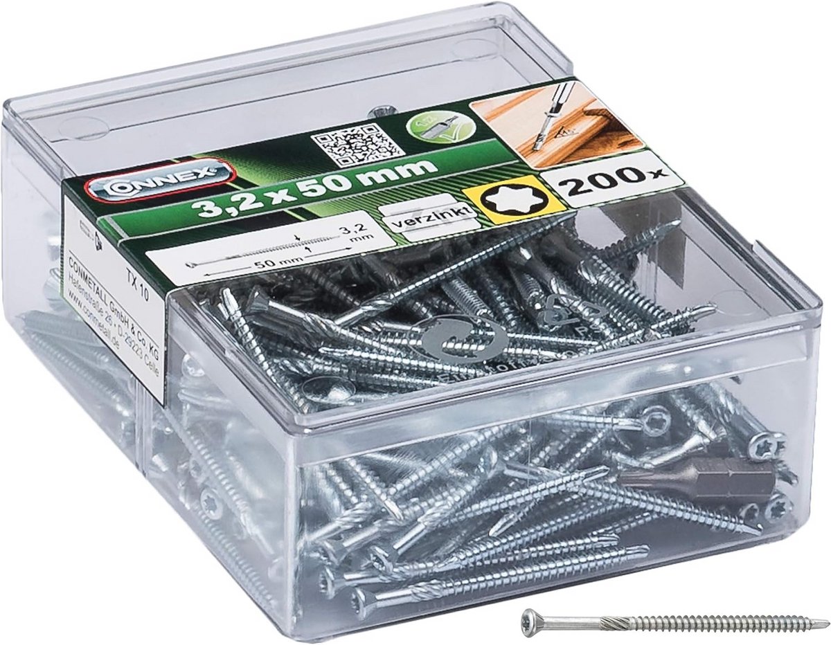 Verzinkte Plankschroeven met Boorpunt en Snijinkeping Ø3,2 x 40 mm - 350 Stuks - Torx Aandrijving