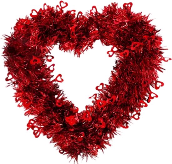 Valentijnsdag Decoratie – Rode Hartvormige Krans en Liefdesslinger | Hangende Raamdecoratie voor Bruiloft, Verloving en Feest