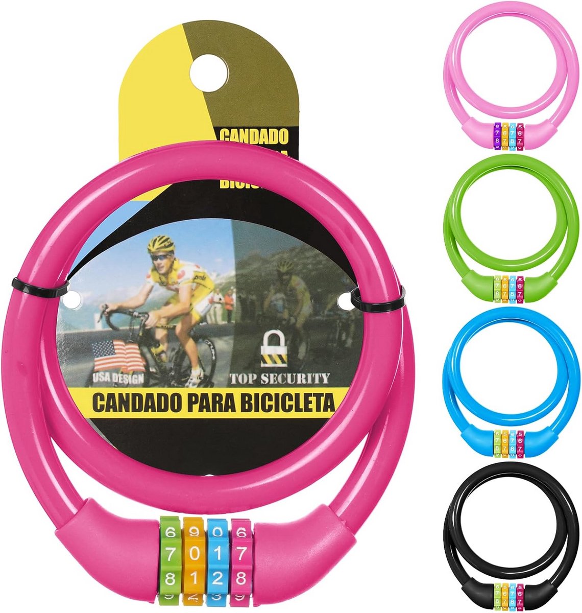 Fietsslot met 4 Cijfers - 65cm Draadslot voor Fiets, Scooter, Motor & Hekwerk - Herinstelbaar Combinatieslot