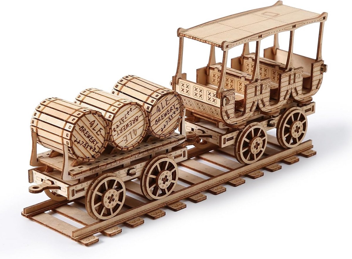Houten 3D Puzzel Modelbouwset - Mechanische Wijnvat Vrachtwagen