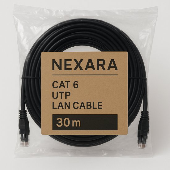 Nexara - Câble Internet 20 mètres - Câble LAN CAT6 - Câble UTP - Câble Ethernet - Zwart
