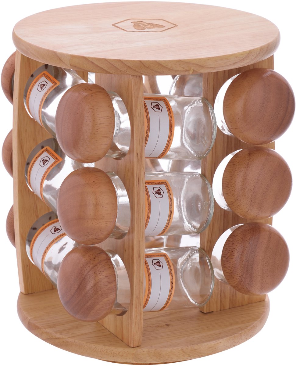 Kruidenpotjes Laguiole® - 12 delige set - Inclusief Houder - Kruidenpotjes met Stickers