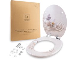 Benkstein Wc-bril beige bliss – antibacterieel duroplast toiletbril met softclose & snelsluiting – afneembaar en bedrukt design