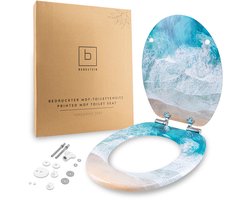 Benkstein Wc-bril – turquoise tide – antibacterieel duroplast toiletbril met softclose & snelsluiting – afneembaar en bedrukt design