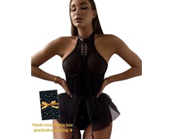 Sexy Lingerie Body – Erotisch jurkje – Rollenspel – Lak & Netstof – Latex & Datex – Kinky Mesh Bustier met Tule Rokje – Verleidelijk Fetish – Erotische Lingerie – BDSM – Lingerieset Dames – Sexy Lingerie – Festivallook – Bitch – Maat S, M, L, XL
