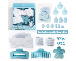 Haarklem Groot - Haarklem Bloem - Haarband Make Up - Haarband Skincare - Haarband Met Polsband - Haarclip Groot - Beauty Blender - Cadeau Voor Vrouw - Sinterklaas Cadeautjes - Cosmetica - Haaraccessoires - Haarelastiekjes - Make Up