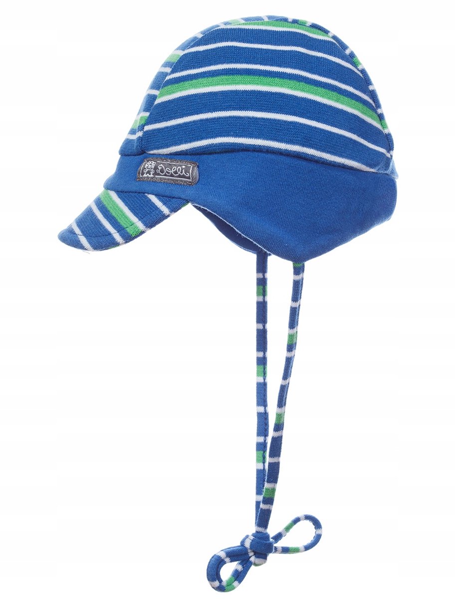 Baby muts met klepjes en strik, blauw, maat 39
