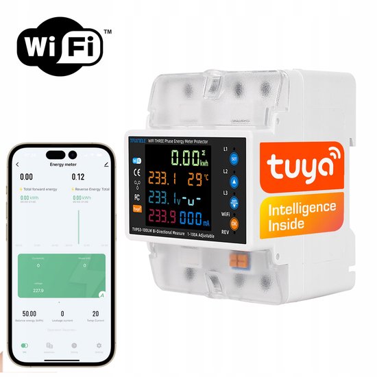 3 Fase Energiemeter SMART WIFI-energiemeter 0-100A VOLTS 3 Fase Energiemeter SMART WIFI-energiemeter 0-100A VOLTS
