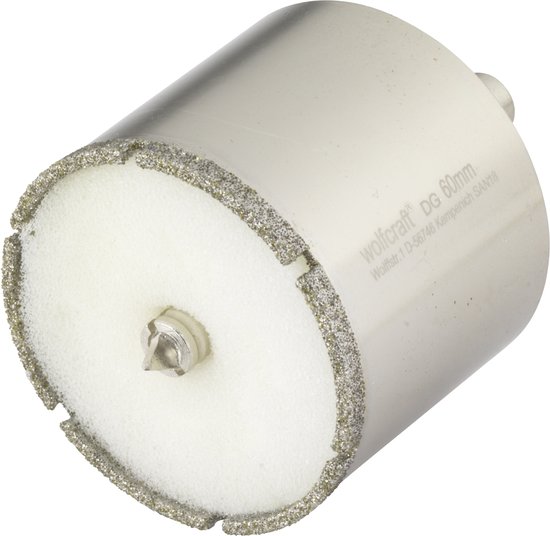 Wolfcraft diamantboor 60mm met diamantrand en schuimvulling.