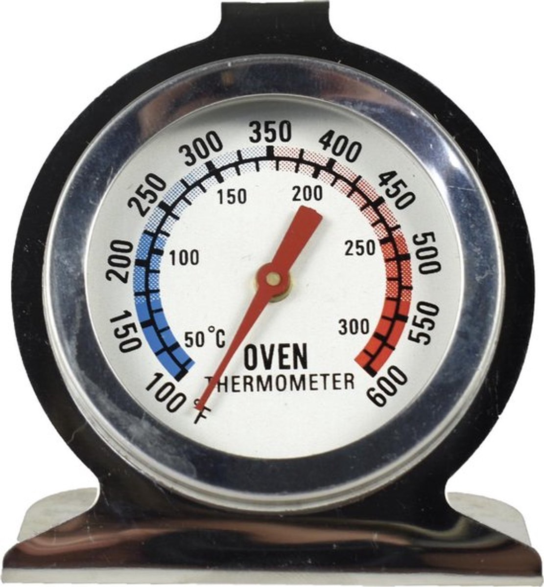 Roestvrijstalen Oven Thermometer, Geschikt voor Heteluchtovens, Gas-, Elektrische-, Pizzaovens, Airfryers en Kookplaten - Makkelijk Afleesbaar Display