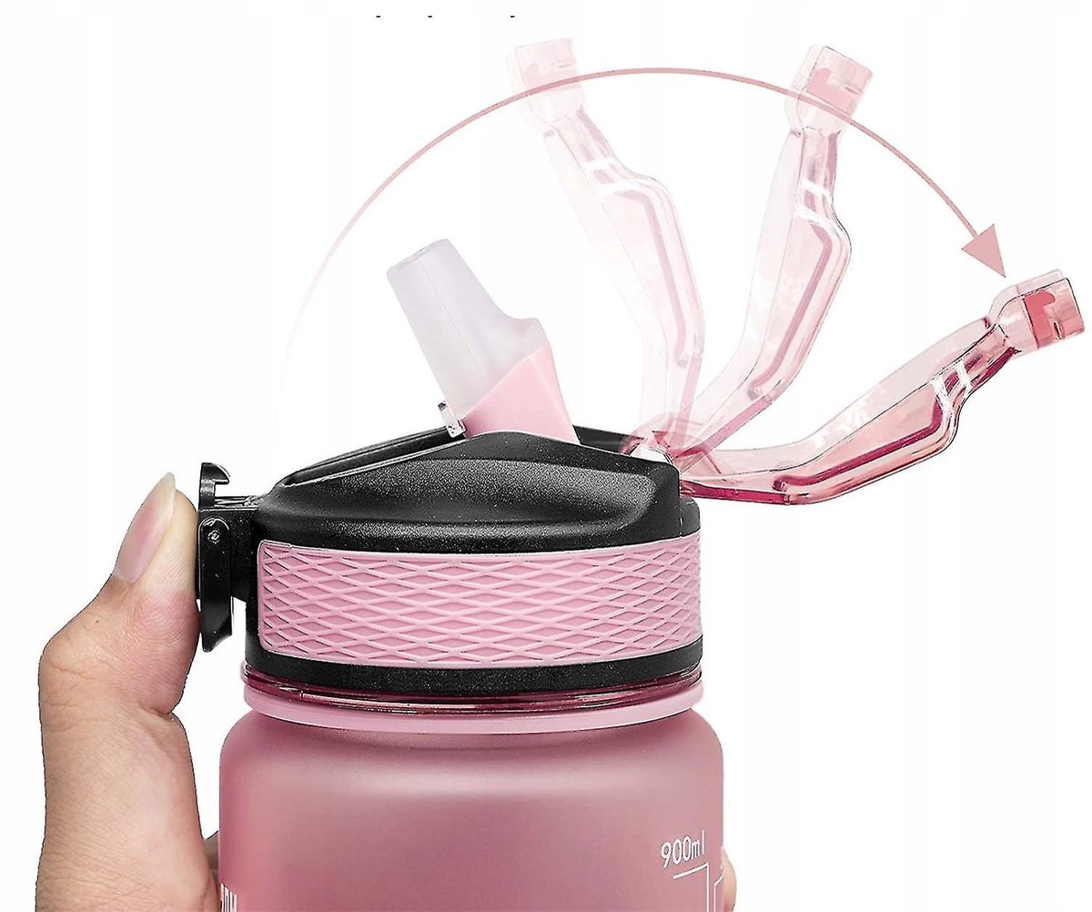 Motiverende Drinkfles 900ml met Rietje, Hendel & Gratis Hoes