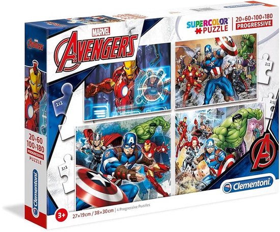 Clementoni 4 in 1 puzzel Marvel - 20 - 60 - 100 - 180 stukjes | bol