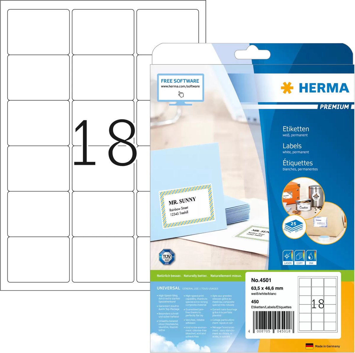 HERMA 4501 adreslabels Wit