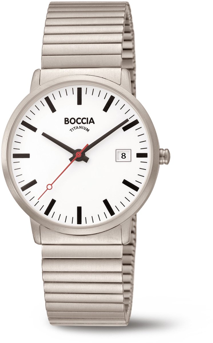 Boccia Titanium 3622-04 Heren Horloge - Mineraalglas - Zilverkleurig - 38 mm breed - Quartz - Vouw-Vlindersluiting - 5 ATM (douchen)