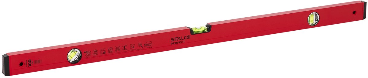 Stalco Perfect Aluminium Waterpas 100cm Rood - Precisie & Duurzaamheid