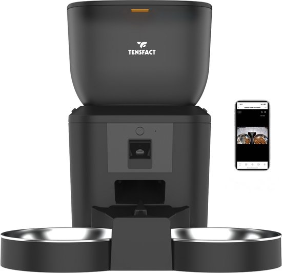Tensfact Automatische Voerbak Kat met Full HD Camera Zwart - Automatische - €88,15