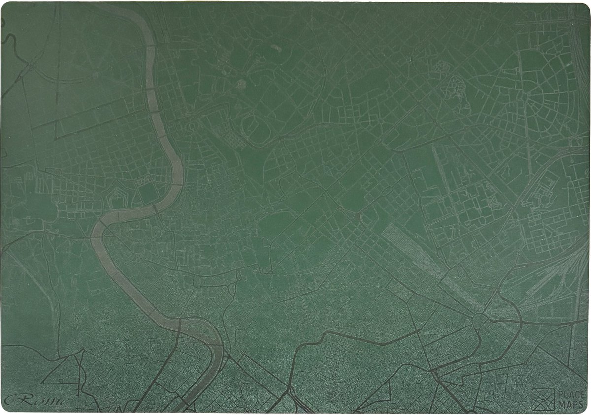 Place Maps Gegraveerde Kunstlederen Placemat Rome Mosgroen 1 stuk