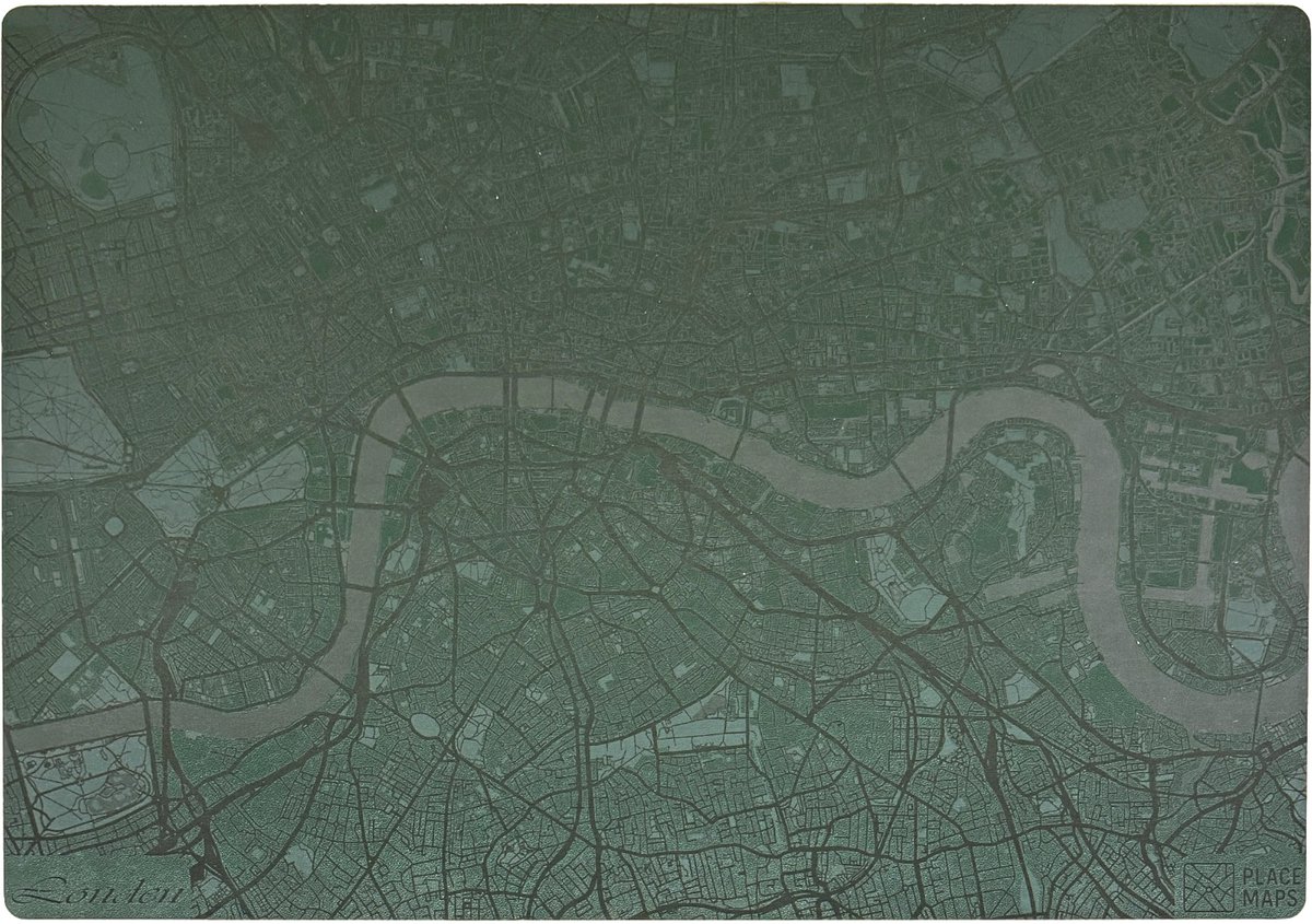 Place Maps Gegraveerde Kunstlederen Placemat Londen Mosgroen 1 stuk