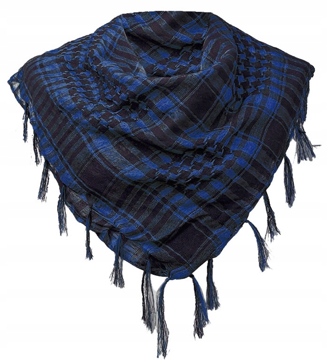 Grote Blauwe Keffiyeh Sjaal met Franje - Pako Jeans