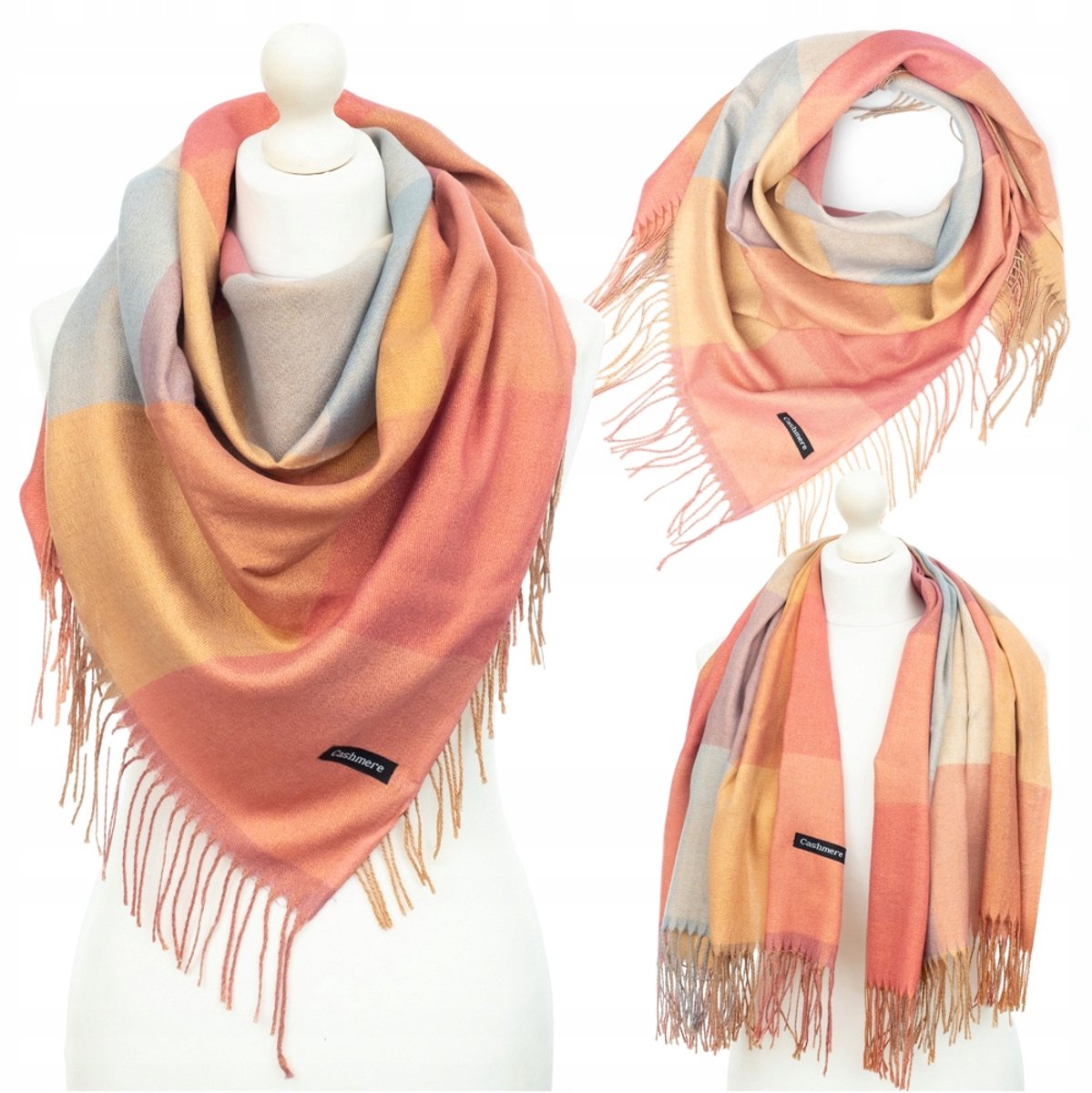 Dames Sjaal Grote Ruit met Gouden Draad - Elegant Herfstaccessoire