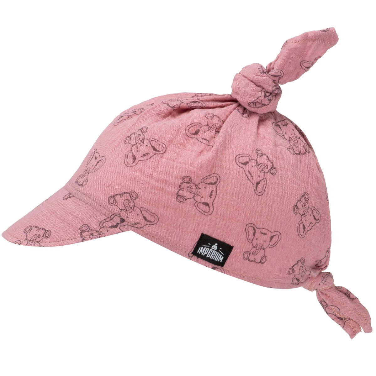 Mousseline Zonnehoedje met Vizier - Roze met Olifantjes