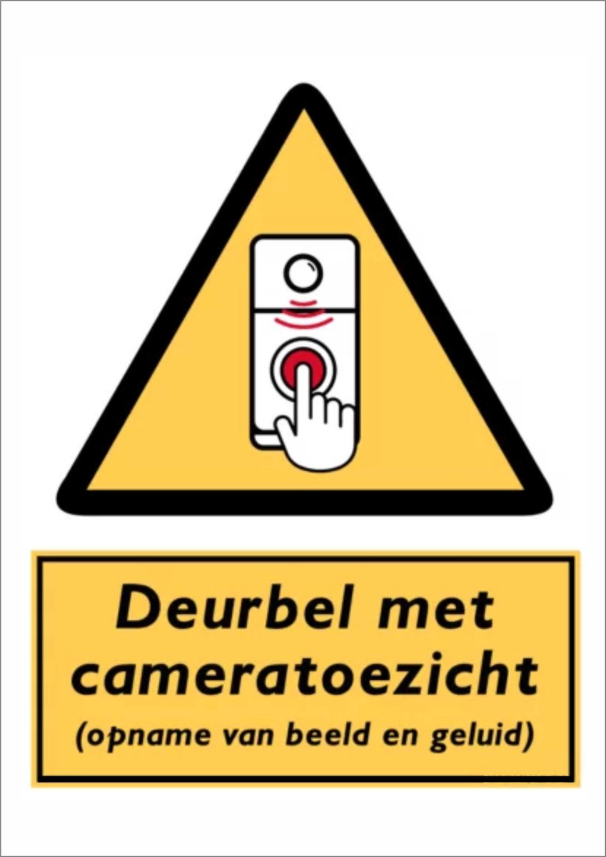 Deurbel met cameratoezicht - sticker - A4