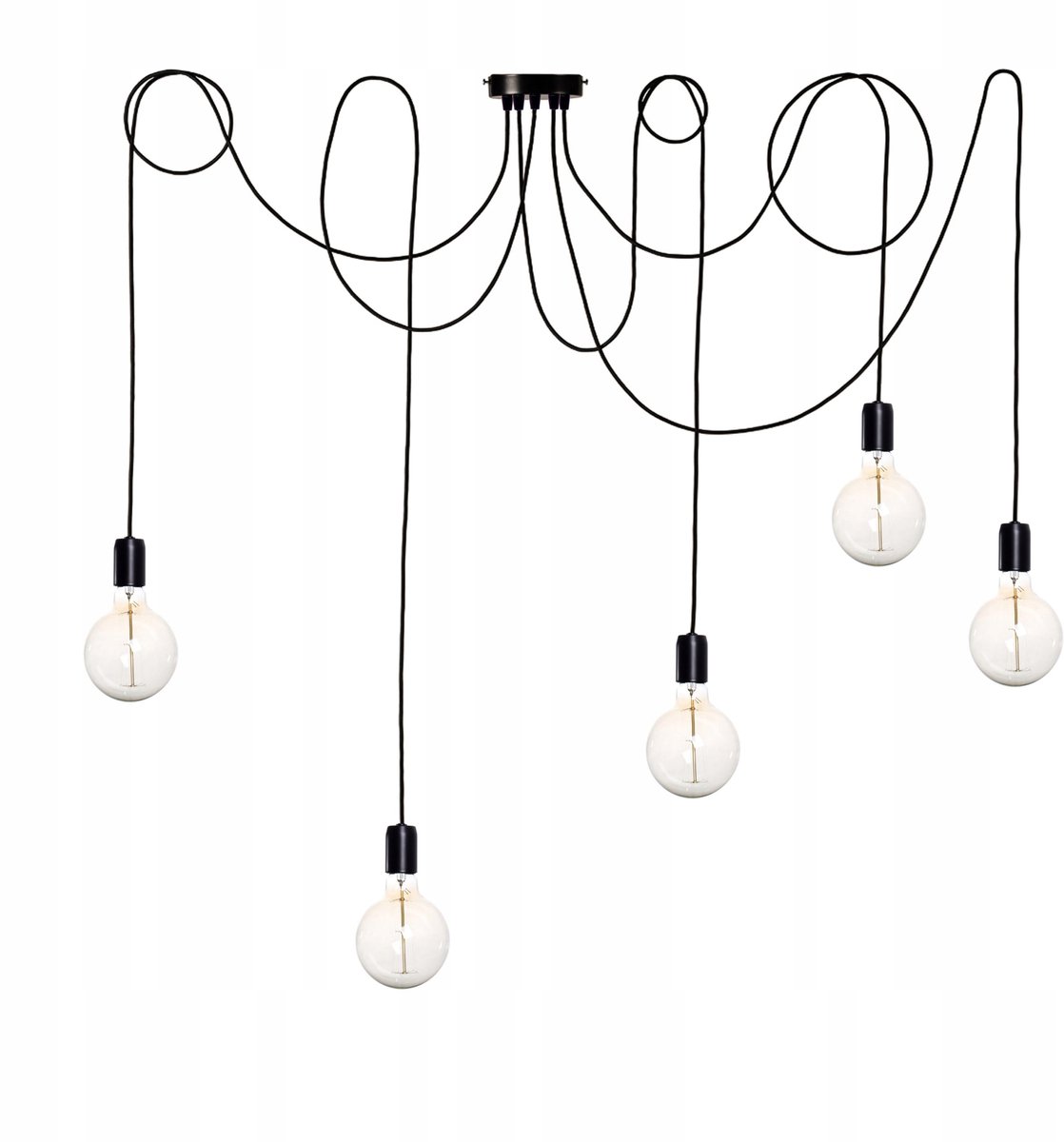 Hanglamp Spider 5 Zwart LED Plafond Lamp Loft Stijl