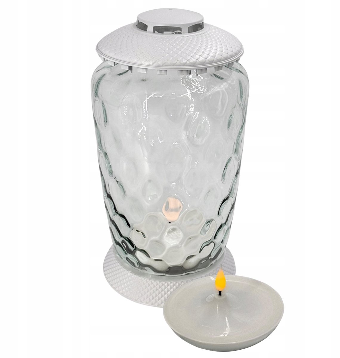 Grote Witte LED Znicz Lampion - 34,5 cm Hoog