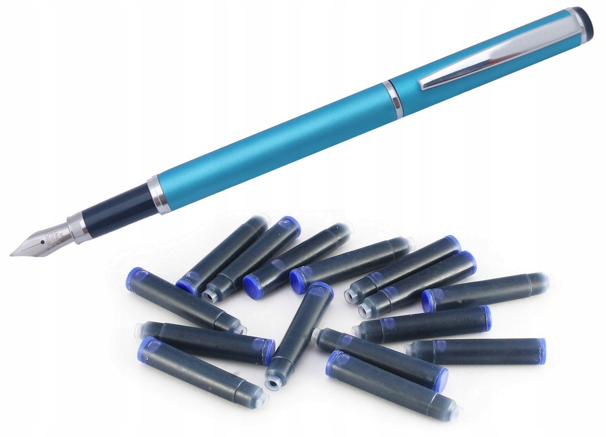 Cresco Metalen Vulpen Pastel Blauw - Inclusief 15 Blauwe Patronen