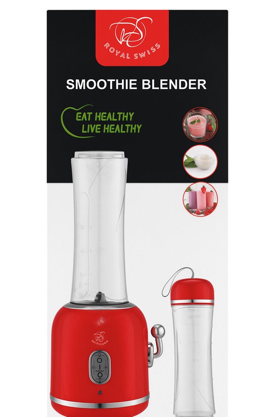 Royal Swiss® Smoothie Blender 300W - 600ml Drinkfles To-Go - Krachtige Mini Blender - RVS Messen - Compact & Ideaal voor Smoothies, Shakes en Sport van Merkloos — afbeelding 3