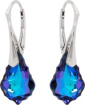 DBD - Zilveren Oorbellen - Kristal - Barok Paars Blauw - 16MM - Anti Allergisch