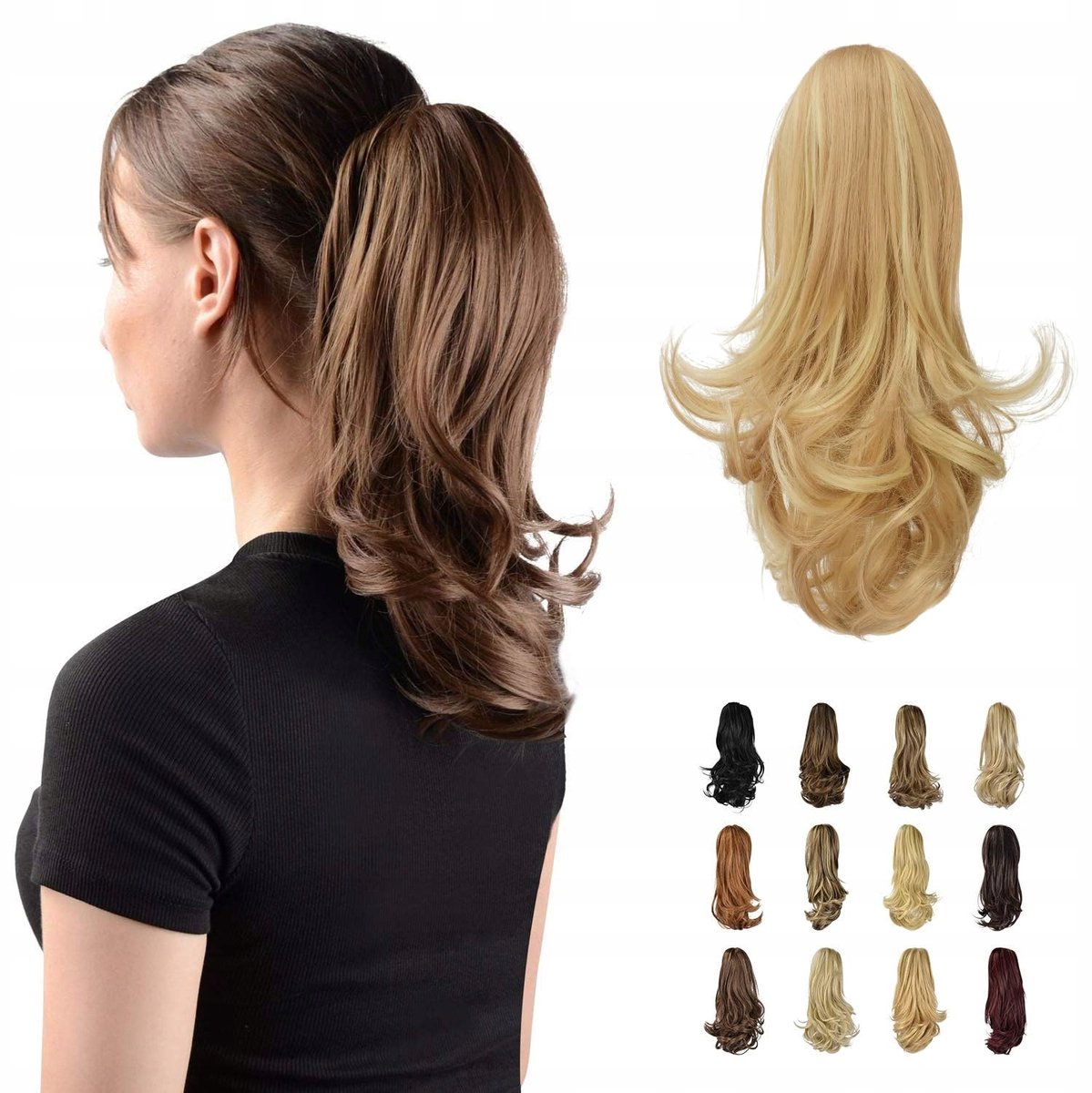 Merkloos Blond Mix Paardenstaart Clip-in Haarverlenging 35cm