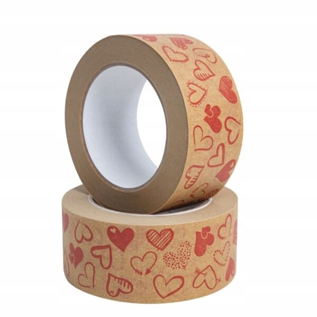 Valentijns Verpakkingstape - Hartjes Design - 50mm x 60m - Eco Papier