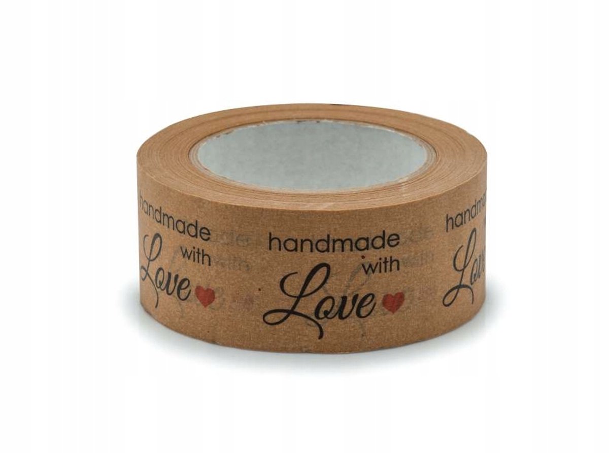 Papieren Verpakkingstape 'Handmade With Love' 48mm x 50m