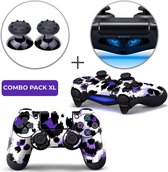 Luipaard Print Paars Combo Pack XL - PS4 Controller Skins PlayStation Stickers + Thumb Grips + Lightbar Skin Sticker