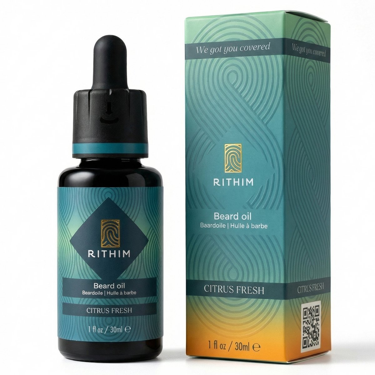 Rithim® Baardolie Citrus Fresh 30 ml – Baardverzorging | Frisse citrusgeur | Ultralichte hydratatie | Vitamine-C boost met o.a. sinaasappel-, grapefruit- & citroenpitolie