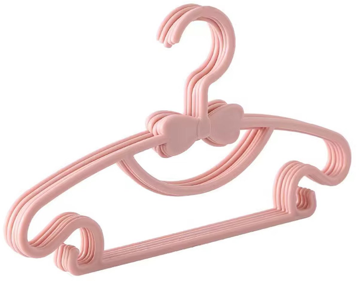 20 Stuks - Roze baby- & peuter kledinghangers met Strik - 29x17 cm - broeken - kleding - met zijhaakjes