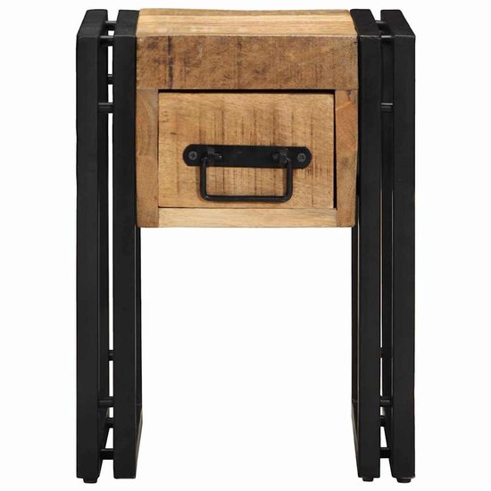 vidaXL - Bijzettafel - Bruin - en - Zwart - 30 - x - 30 - x - 40 - cm - Massief - Mango - Hout