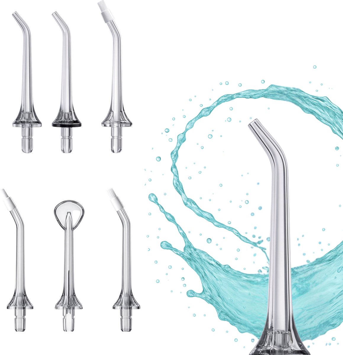 Mondura Waterflosser Opzetstukjes – Monddouche Tips – 360° Mondreiniging – Voor Mondura Waterflosser – 6 opzetstukken