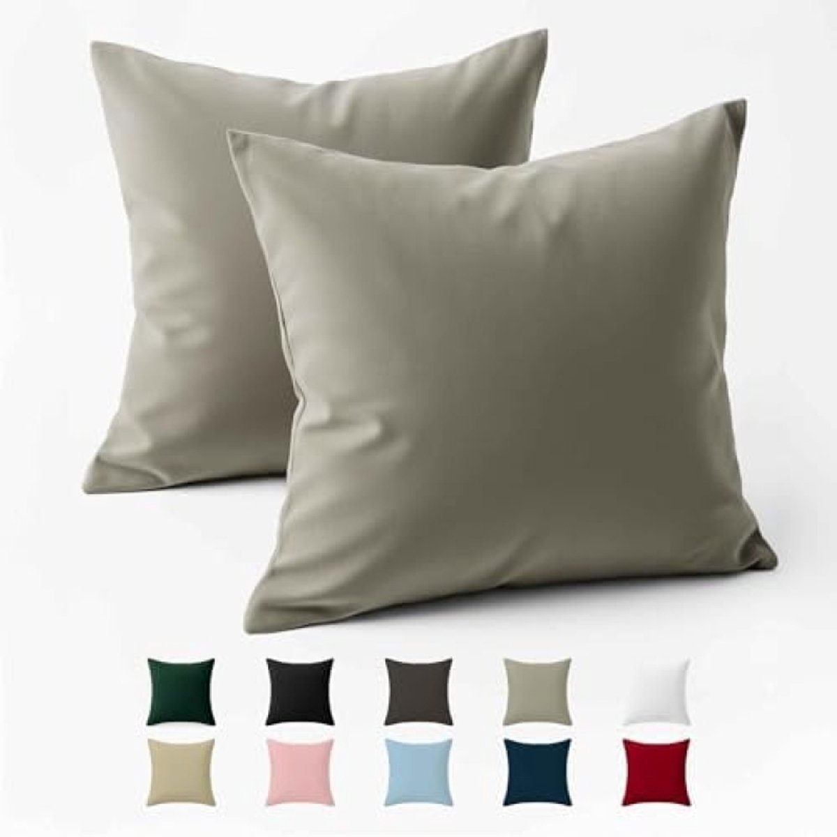 PromoHome Kussensloop Set van 2 - 65x65 cm - Ademend Katoen - Lichtgrijs