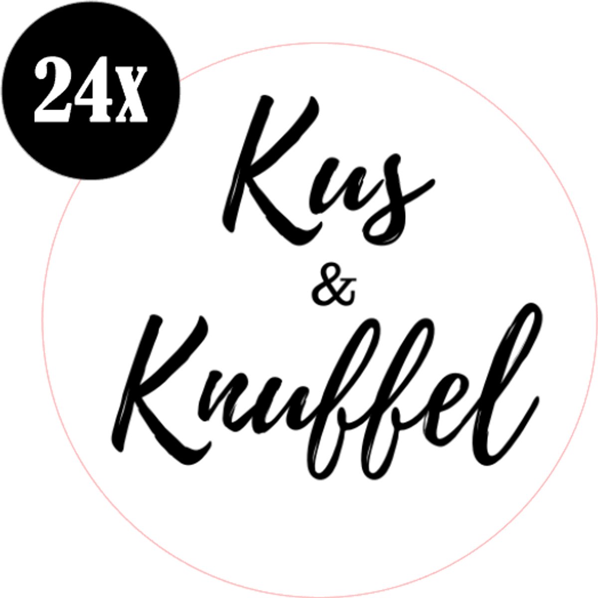 24x sluitstickers - Kus en Knuffel - beterschap - Sluitzegel - sticker - kaart - 40 mm - matte sticker - etiketten - cadeau - inpakken