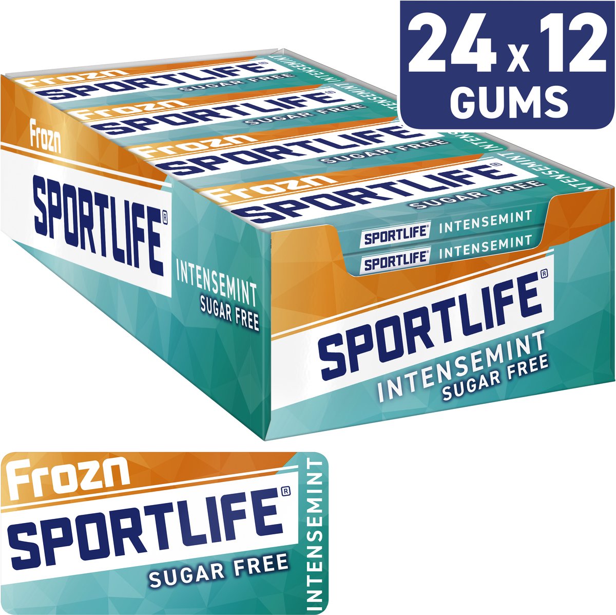 Sportlife Kauwgom frozn intense - fris suikervrij - doos - 24x18g