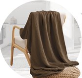 Plaid Bruin - 100% Katoen - Dekentje voor op de bank - Sprei - Kleedje - Reisdeken - 150 x 200 cm - Mousseline