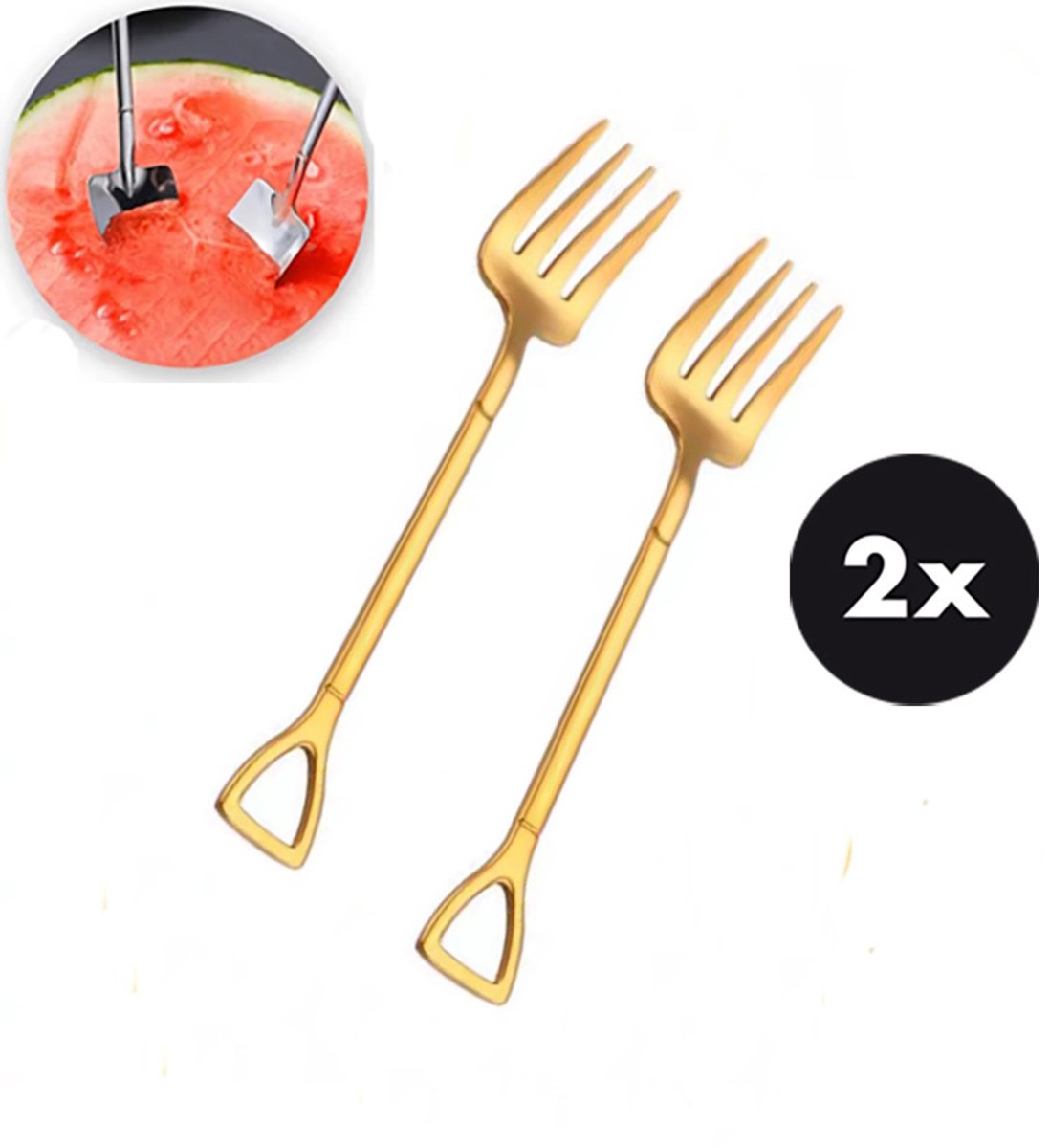 Actie4you® - Gebak Bestek - Dessert Bestek - Vork - Goud – 2 Stuks