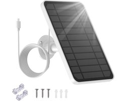 1 stuk zonnepaneel van 5V en 5W - geschikt voor Eufy cam 2C/Pro/E20/E40, zonnepaneeloplader met zonnemodule-accessoires, 360° verstelbare standaard