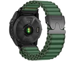 Strap-it Nylon bandje 'Outdoor' geschikt voor Garmin Fenix 8 (Pro) 51mm / Garmin Fenix 7x (Pro - Sapphire Solar) / Fenix 6x (Pro - Sapphire) / Fenix 5x (Plus) / Fenix 3 / Enduro 1-2-3 / Epix Pro / Instinct / Quatix / Tactix - Groen
