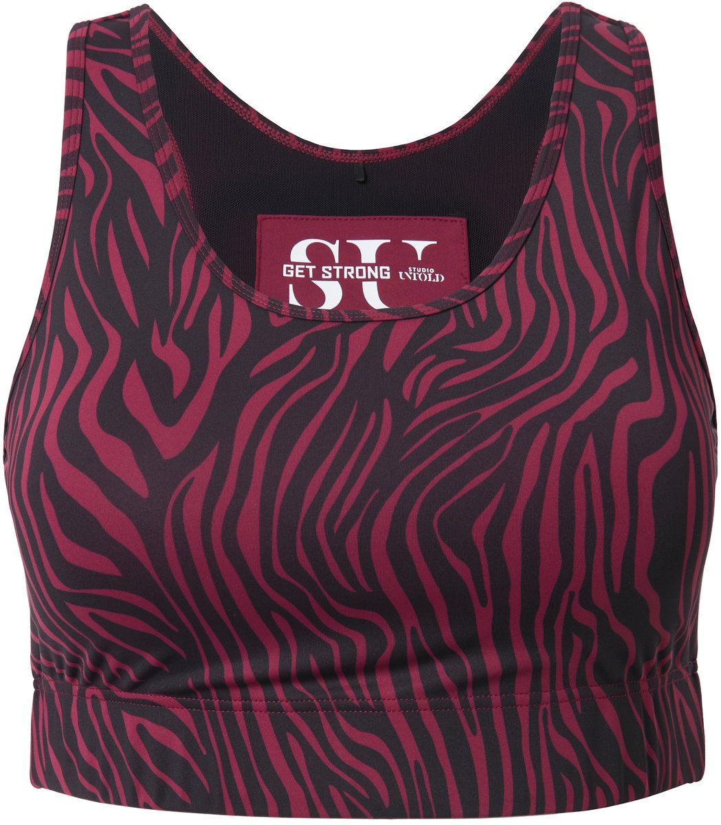 Studio Untold - Dames - Sportbustier color zebra racerback - Wijnrood - Maat 42+