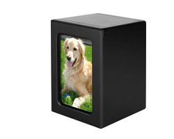 Zwarte Kleine Kattenurn met Foto Weergave – Huisdier Crematie Herinneringsobject voor Geliefde Kattenvrienden