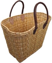 Migostyling - Mais - Rieten Tas - Boodschappen tas - Strandtas - Leren hengsel - Stevig